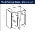 Shaker Grey Vanity Sink Base 30 w x 21 d x 34 1/2 h with drawers on Left