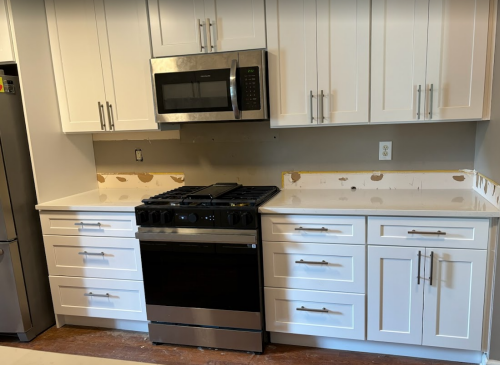 White Shaker With White Granite and Drawer Bases