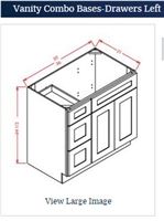 VANITY BASE 36 WITH DRAWERS ON LEFT