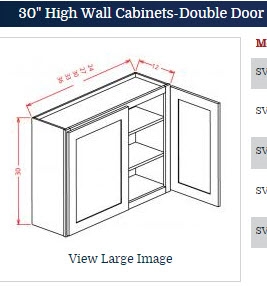 Shaker Navy Wall Cabinet 2430 Glass Door