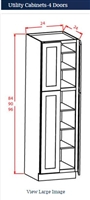 Shaker Antique White Pantry 24 w x 84 h x 24 d and has 4 doors