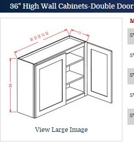 Shaker Antique White Wall Cabinet 3036 Glass Door