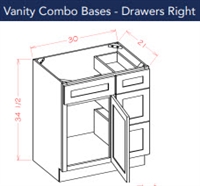 Dark Shaker Cinder Vanity Base 30 Drawers Right