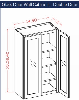 Dark Shaker Cinder Wall Cabinet 2436 Glass Door glass not included