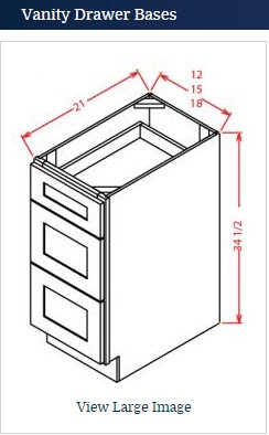 Shaker Grey Vanity Drawer Base 15 w x 21 d x 34 1/2 h