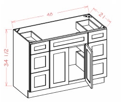 Shaker Grey Vanity Double Drawer 48w