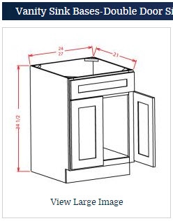 Shaker Grey Vanity Sink Base 27 w x 21 d x 34 1/2 h