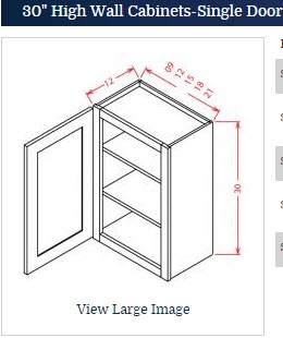 Shaker Grey Wall Cabinet 12 w x 30 h