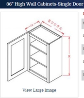 Shaker Grey Wall Cabinet 12 w x 36 h