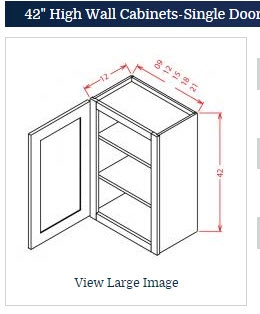 Shaker Grey Wall Cabinet 12 w x 42 h