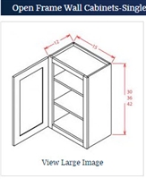 Shaker Grey Wall Cabinet 15 w x 30 h Glass Door ( no glass provided)