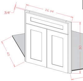 Shaker Grey Corner Sink Door and Front 42 x 42 Use with CorrespondingSBF4242