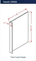 Shaker White DishWasher Return Panel with 3" filler