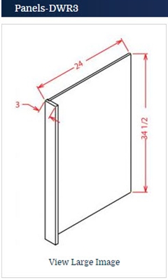 Shaker White DishWasher Return Panel with 3" filler