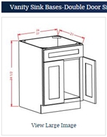 Shaker White Vanity Sink Base 24 w x 21 d x 34 1/2 h