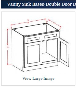 Shaker White Vanity Sink Base 30 w x 21 d x 34 1/2 h