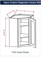 Shaker White Wall Diagonal Corner 2430 Glass Door ( no glass)