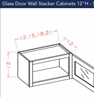 Shaker Grey Stacker wall glass door cabinet 15" w x 12" h x 12" d no glass provided
stack this cabinet on top of other cabinets