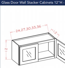 Shaker Grey Stacker wall glass door cabinet 24" w x 12" h x 12" d no glass provided
stack this cabinet on top of other cabinets