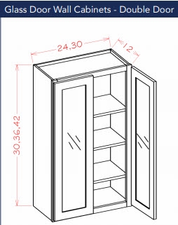 Shaker White Wall 3036 Glass Door Cabinet