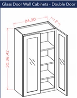 Shaker White Wall 3042 Glass Door Cabinet